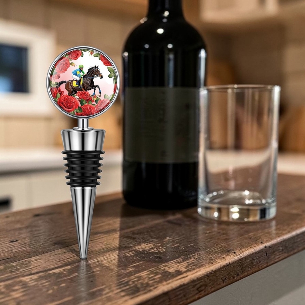 Horse & Rose Wine Bottle Stopper NWOT